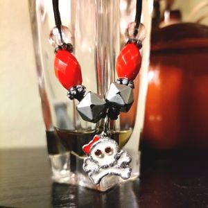 Cute Black Skull Punk Emo Beaded Charm Bones Bracelet Anklet Hair Tie Kawaii